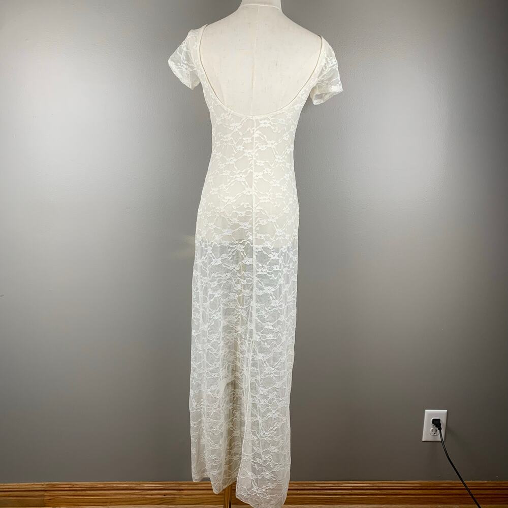 Fairycore White Lace Maxi Y2K Cottagecore Sheer Romantic Boho No Size - Picture 2 of 5